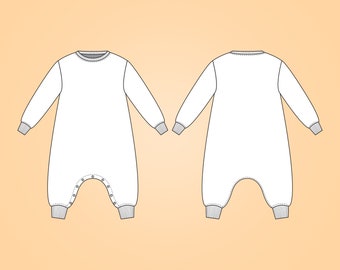 Kids Harem Romper Sewing Pattern PDF For Babies, Toddlers and Kids, Age 0 - 6