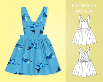 Easy Baby and Toddler Pinafore Dress PDF Sewing Pattern, Size 0 Months - 6 Years Old