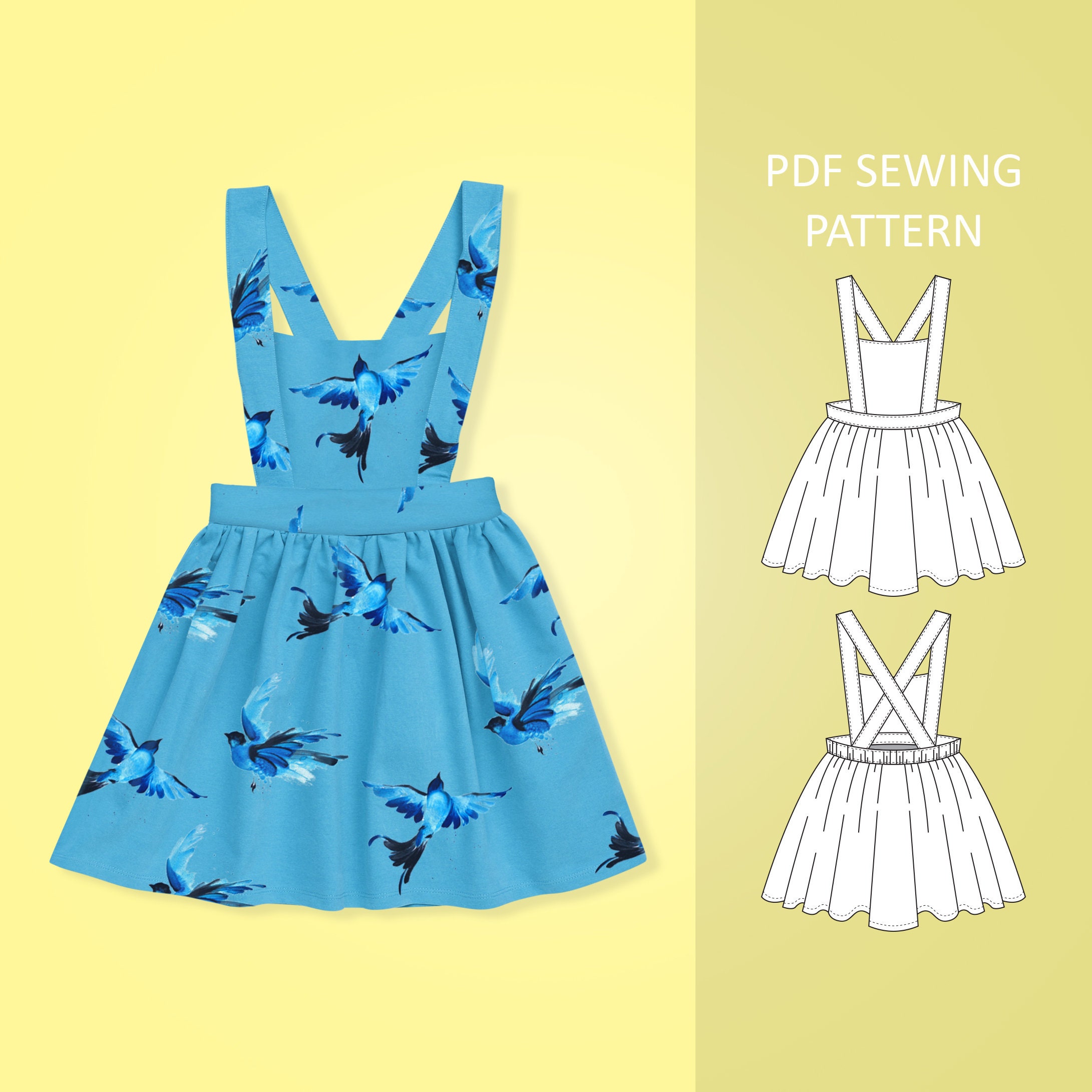 Easy Baby and Toddler Pinafore Dress PDF Sewing Pattern, Size 0 Month…