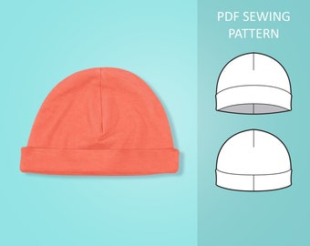 Beanie PDF Sewing Pattern For Babies And Kids, Size 0 - 6 Years Old