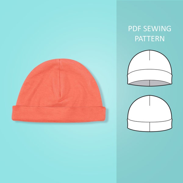 Beanie PDF Sewing Pattern For Babies And Kids, Size 0 - 6 Years Old