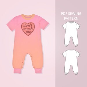 Baby Romper Sewing Pattern: Short Sleeve Knit Jumpsuit (0 Months - 6 Years) (PDF Pattern)