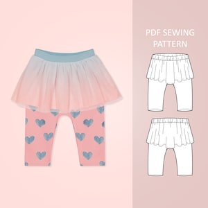 Einfach Baby und Kleinkind Strick Hose Mit Rock PDF Schnittmuster, Größe 0 Monate-6 Jahre alt