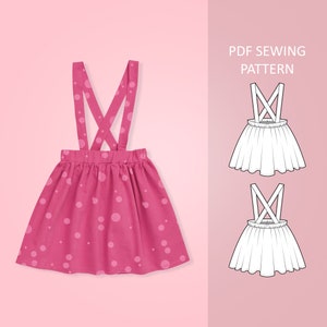 Suspender Skirt PDF Sewing Pattern, Easy Baby and Toddler Pattern, Size 0 Months - 6 Years Old