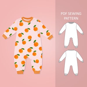 Easy Baby and Toddler Romper PDF Sewing Pattern, Size 0 Months - 6 Years Old
