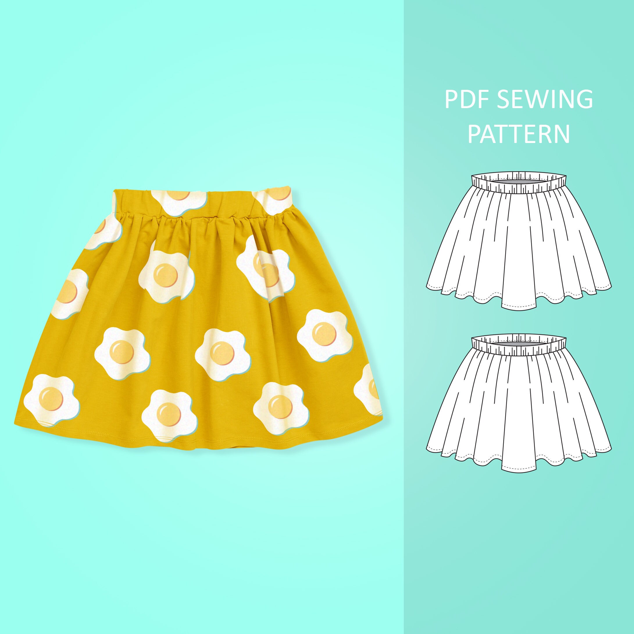 Easy Baby and Toddler Skirt PDF Sewing Pattern, Size 0 Months - 6 Yea…