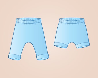 Baby Harem Pants & Shorts Sewing Pattern: Woven Fabric (PDF)
