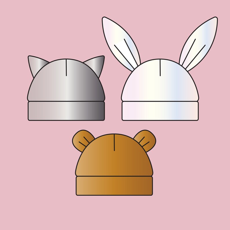 Easy Baby Animal Ears Beanie PDF Sewing Pattern Size 0 6 Etsy