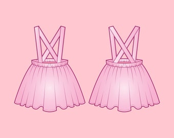 Suspender Skirt Sewing Pattern: Baby & Toddler (Size 0 Months - 6 Years) (PDF Pattern)