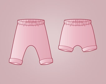 Harem Pants & Shorts Sewing Pattern PDF: Baby to Kids (Sizes 0-6)