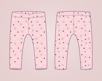 Patrón de costura de leggings para principiantes en PDF para bebés, niños pequeños y niños de 0 a 6 años