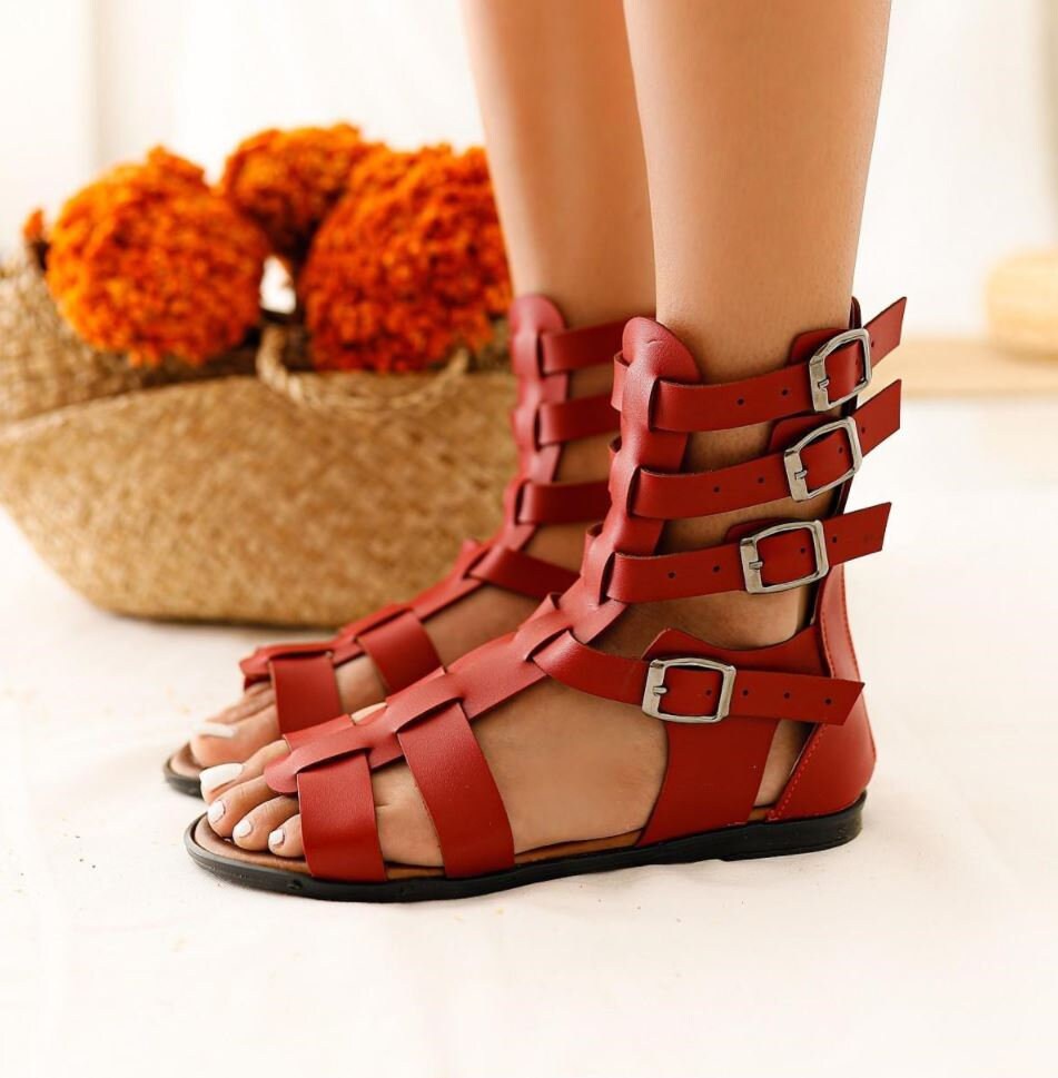 red leather sandals comfort