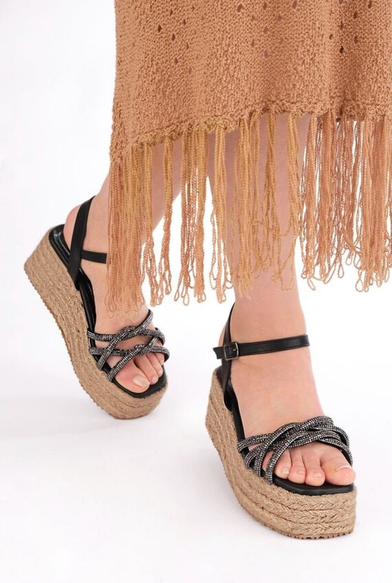 straw platform sandals