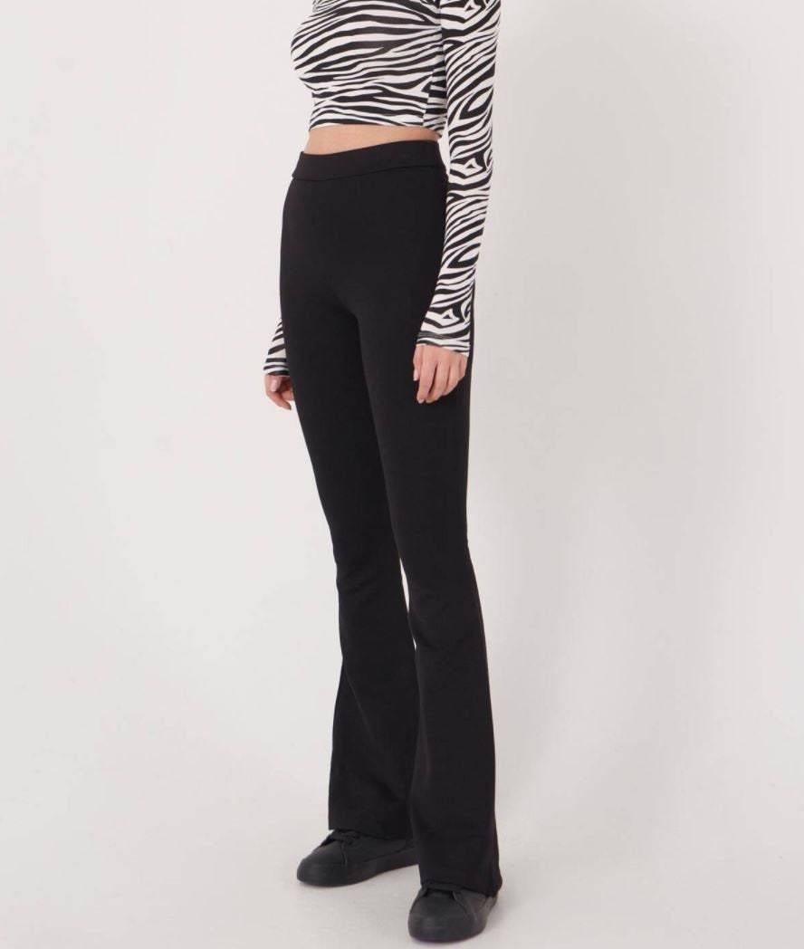 Women's Cotton Black Flare Leggings 