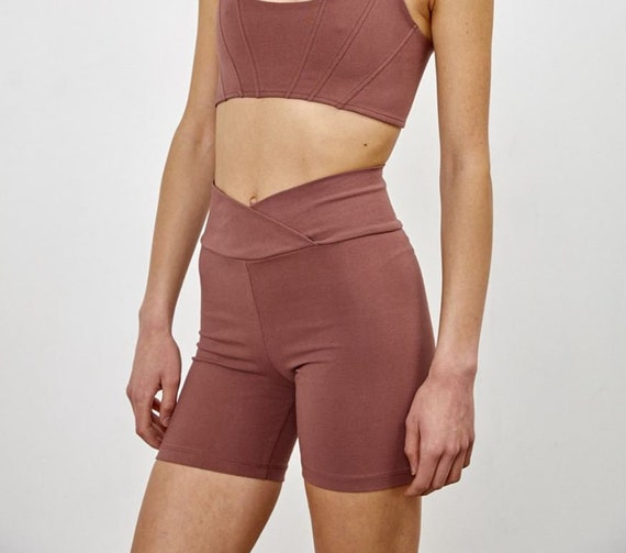 Women Organic Cotton Biker Shorts Brown 