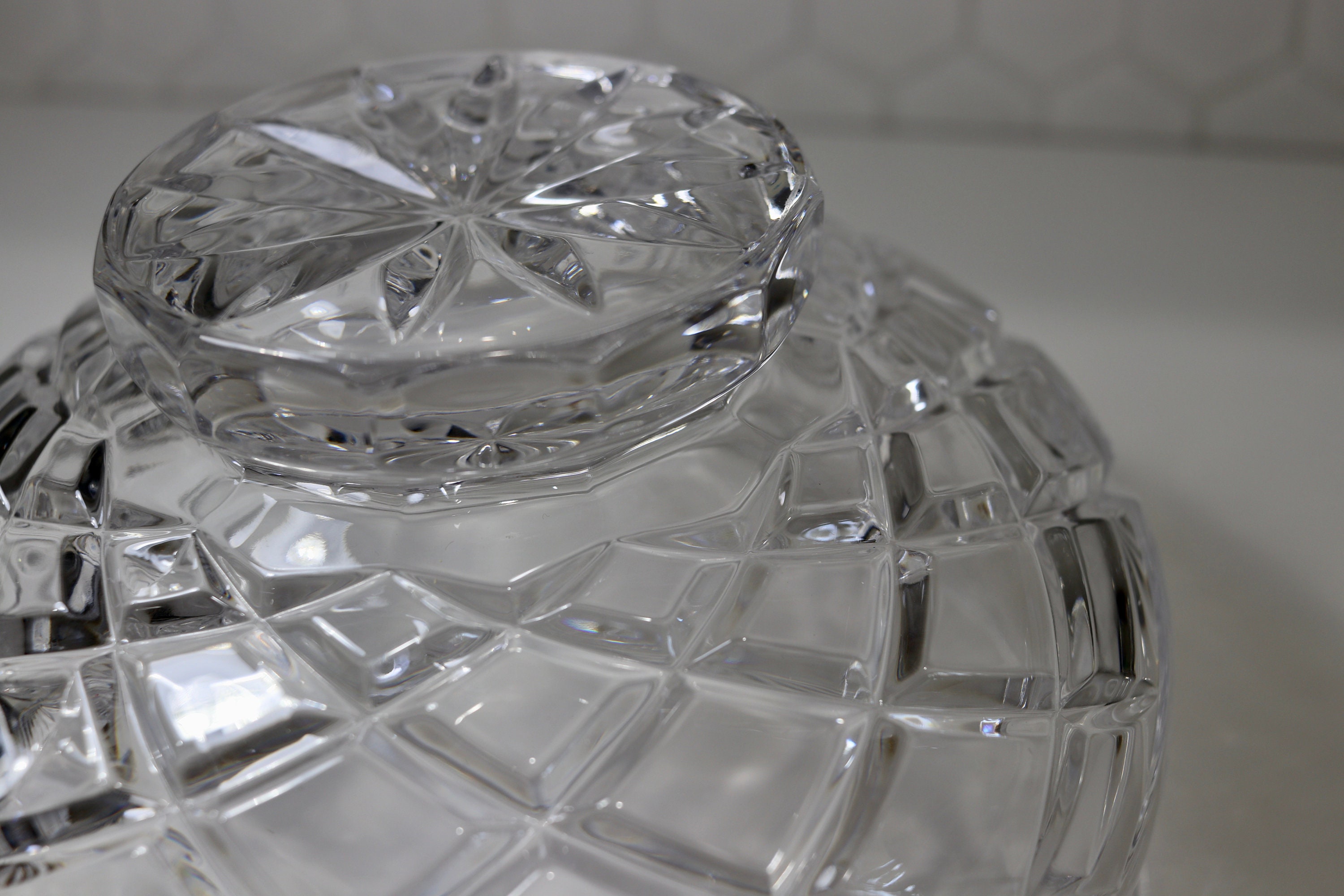 Large Vintage Lead Crystal Cut Glass Bowl. Vintage Crystal Etsy UK