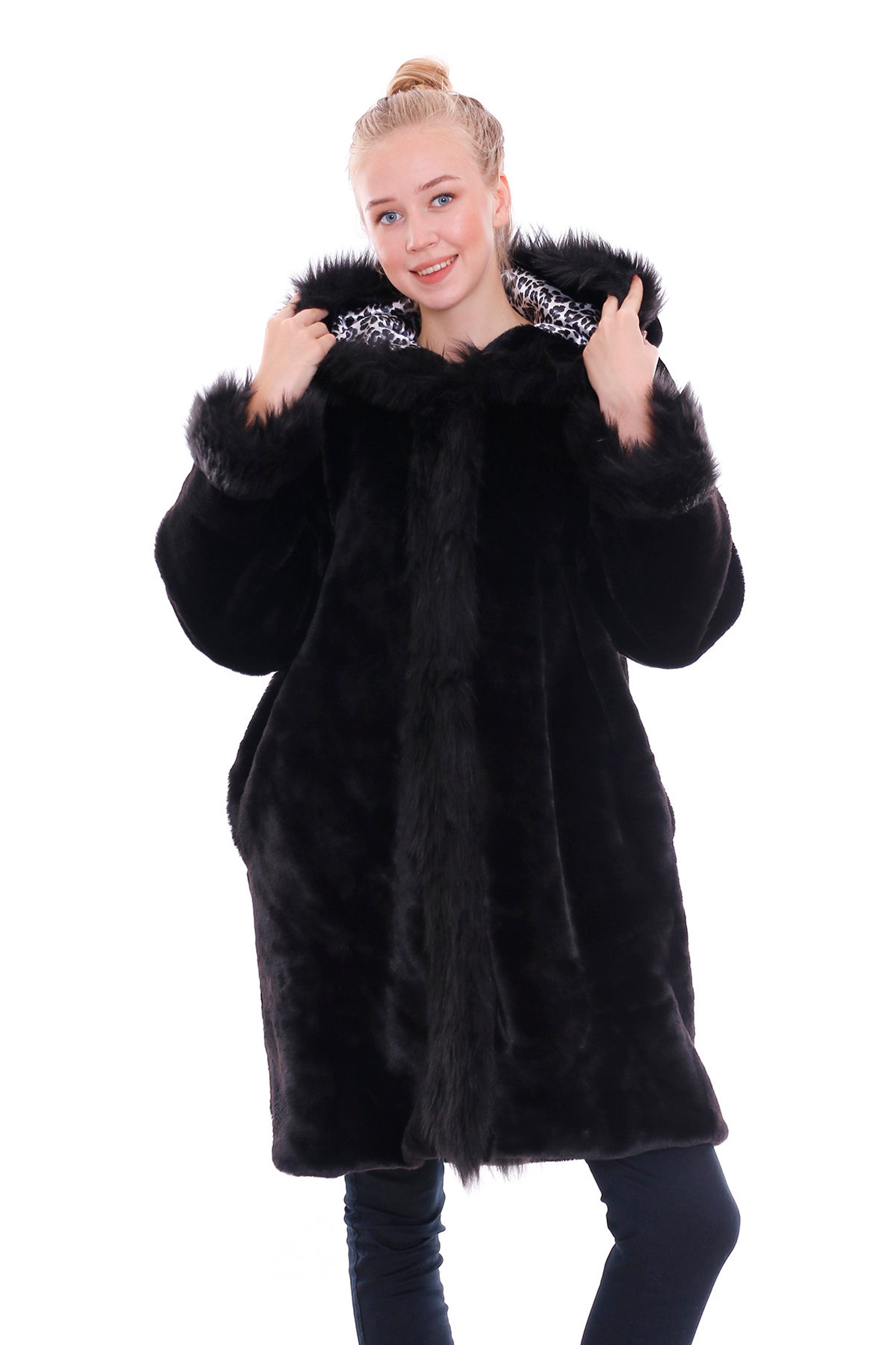 Redpoint Hooded Faux Fox Fur Long Coat | Etsy