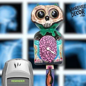 Custom Gnarly Creature Kit Cat Klock Custom Clock Original Art Hand Painted  One of a kind!