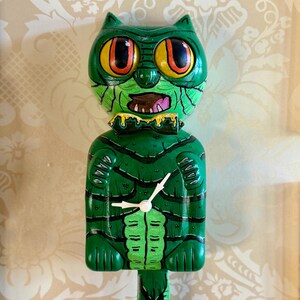 Custom Black Lagoon Creature Cat Klock Custom Clock Original Art Hand Painted  One of a kind!