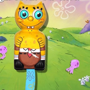 Custom Spongebob Kit Cat Klock Custom Clock Original Art Hand Painted  One of a kind!