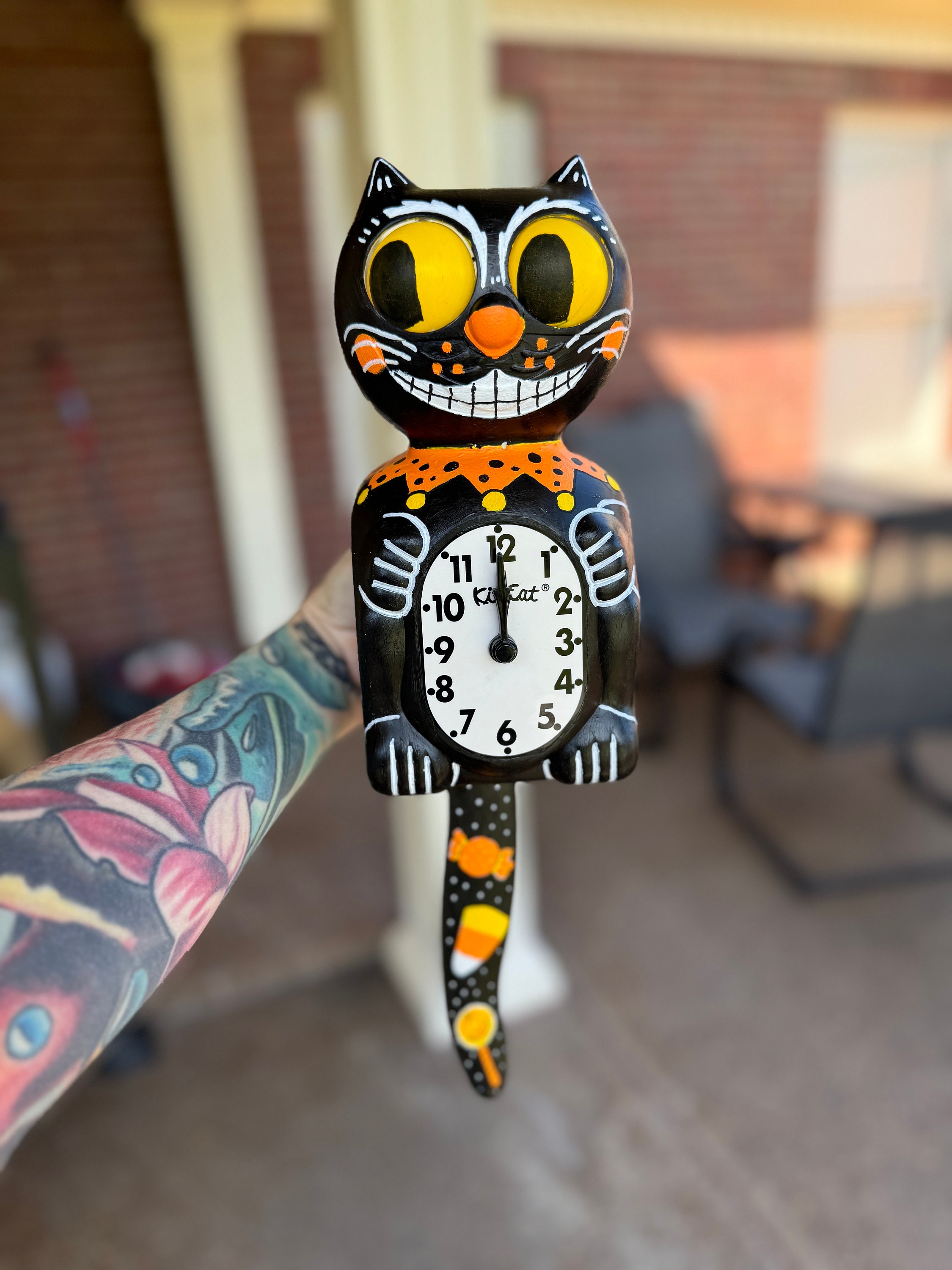 Custom Halloween Kit Cat Klock Custom Clock Original Art Hand 