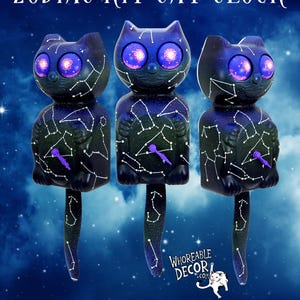 Custom Zodiac Kit Cat Klock Custom Clock Original Art Hand Painted  One of a kind!