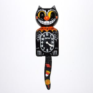 Custom Halloween Kit Cat Klock Custom Clock Original Art Hand Painted  One of a kind!