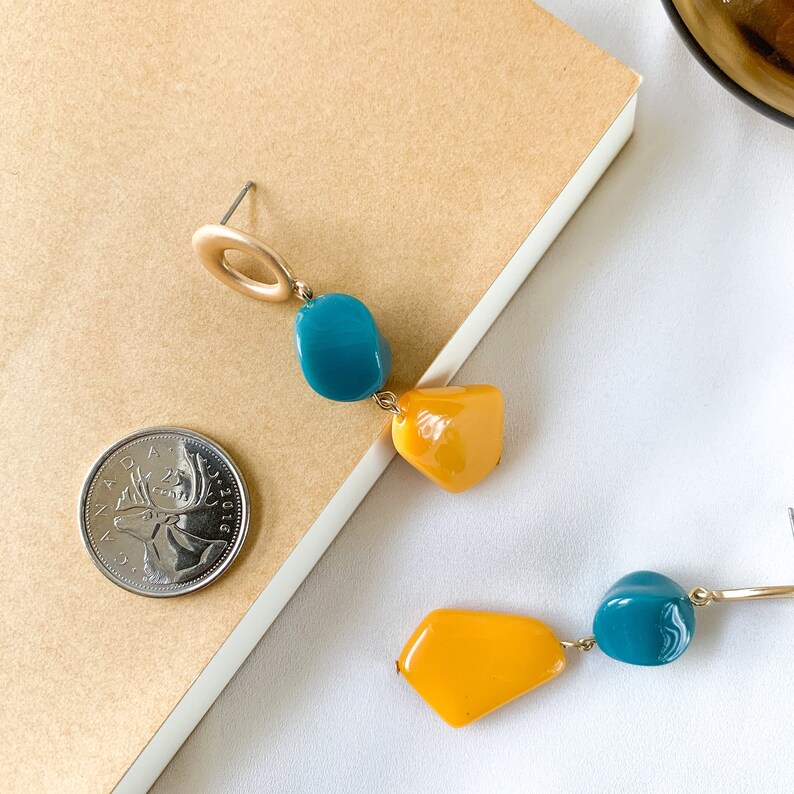 sliver 925 earrings simplest minimalist women accessories Colourful irregular shape earrings