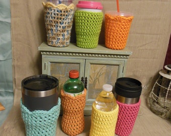 Crotched Water Bottle / Drink Cover / Thermos Cozy Purple - Multi-color - Earth tones - Gray - Blue/Brown