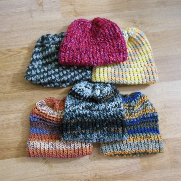 Messy Bun / High Ponytail Beanie / Stocking Cap / Multi - Colors