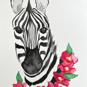 Zebra com Colar Lei, uma aquarela original