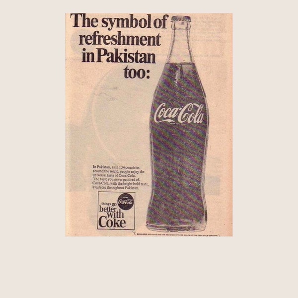 Impression d'archives publicité dans le journal pakistanais Coca Cola publicité vintage téléchargement immédiat art mural