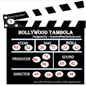 Bollywood Theme Tambola ticket | 50 Unique tickets pdf | Tambola tickets | Unique Dividends | Housie Ticket | Bingo Ticket | Printable