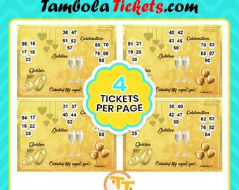 Golden Jubilee Tambola Tickets - 48 Unique Tickets | 50th Anniversary Theme | 1-90 Number Tambola | Instant Download |