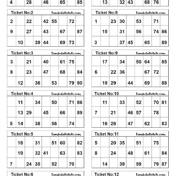 Tambola Tickets Pdf Printable - Etsy