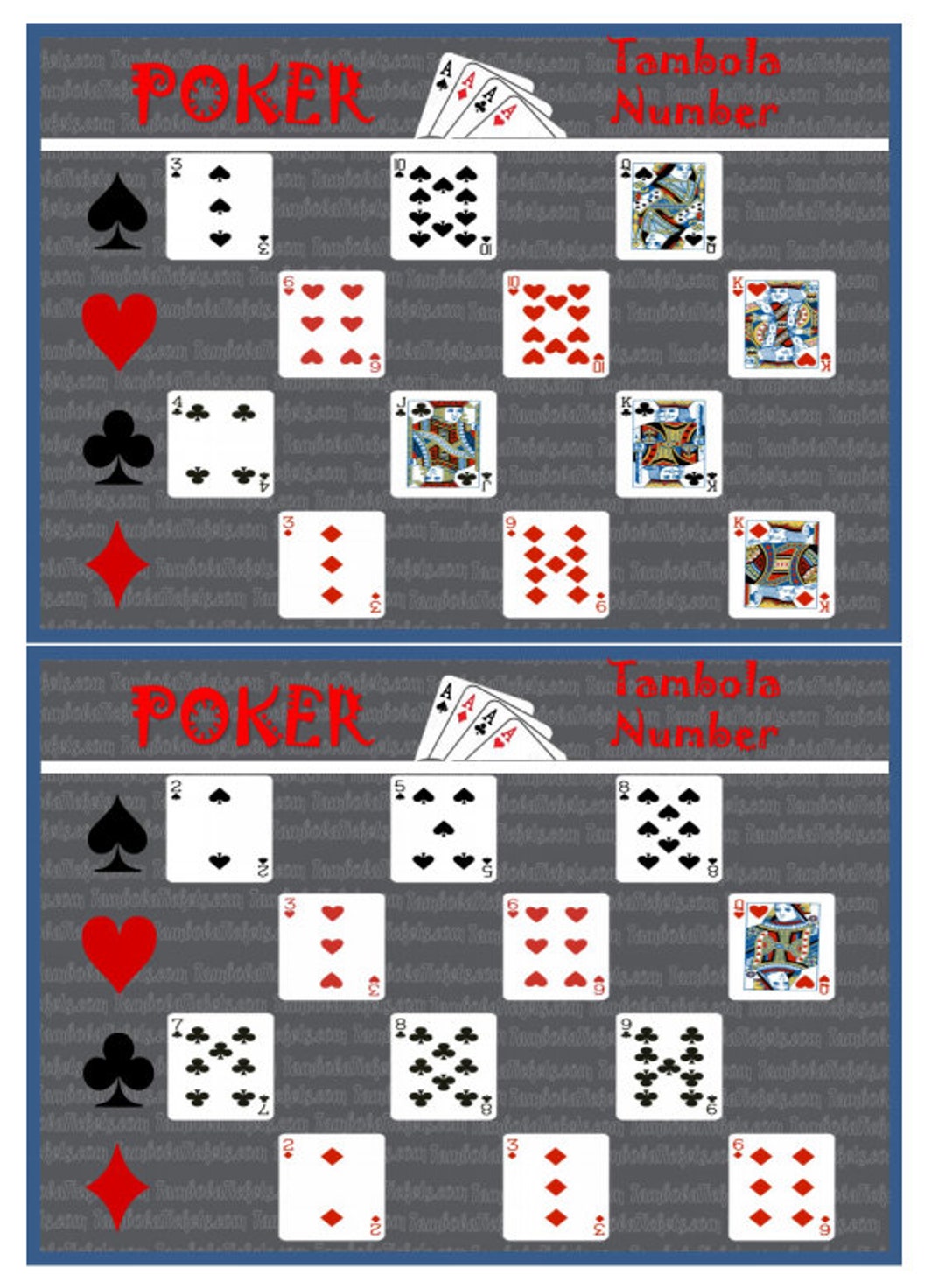 Poker Ticket | 150 Unique Tickets PDF | Poker Bingo Tickets