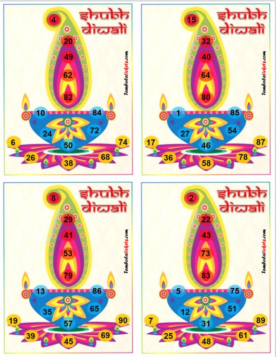 diwali diya theme tambola 160 unique tickets tambola etsy