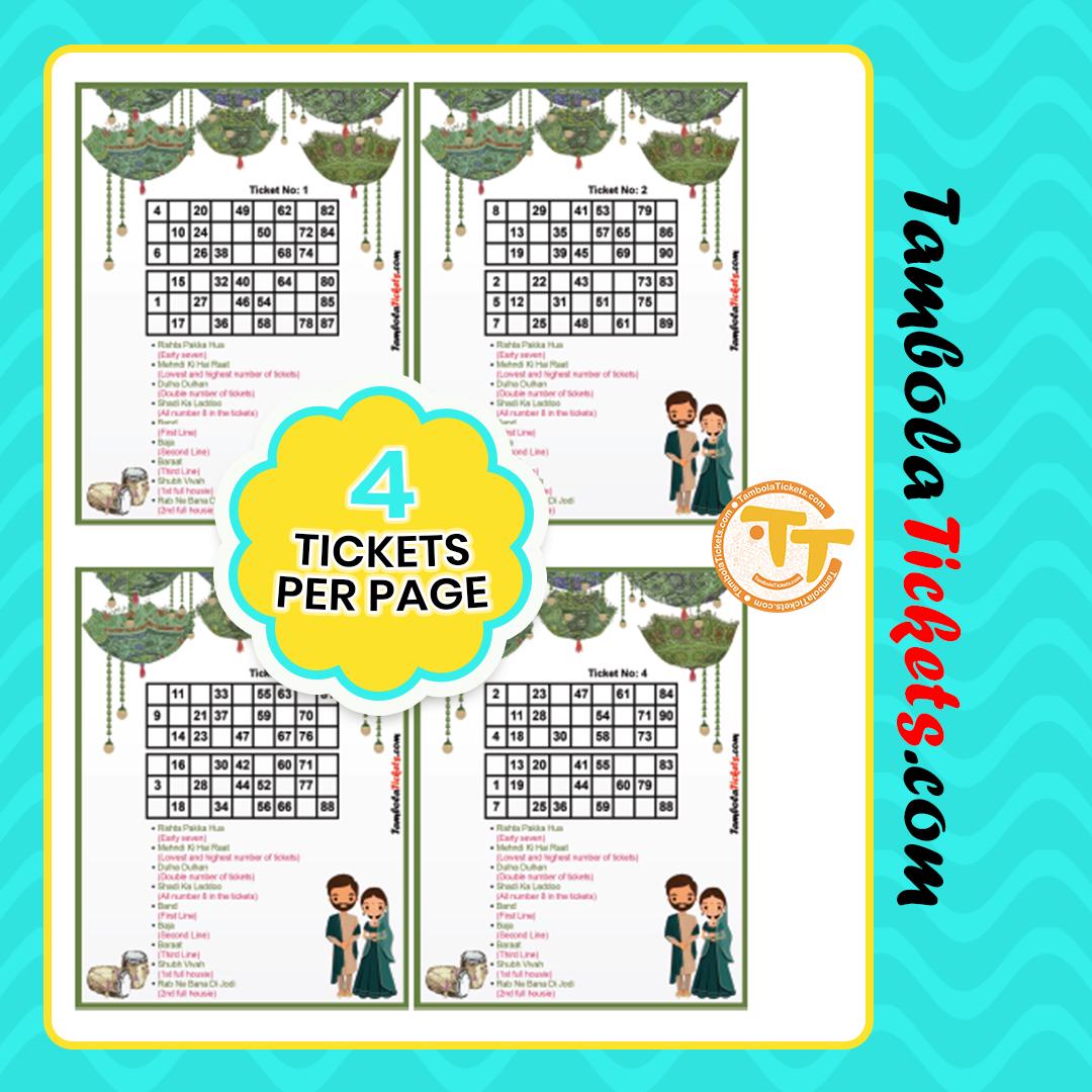 Traditional Indian Wedding Tambola Tickets Pdf – 48 Unique Printable ...