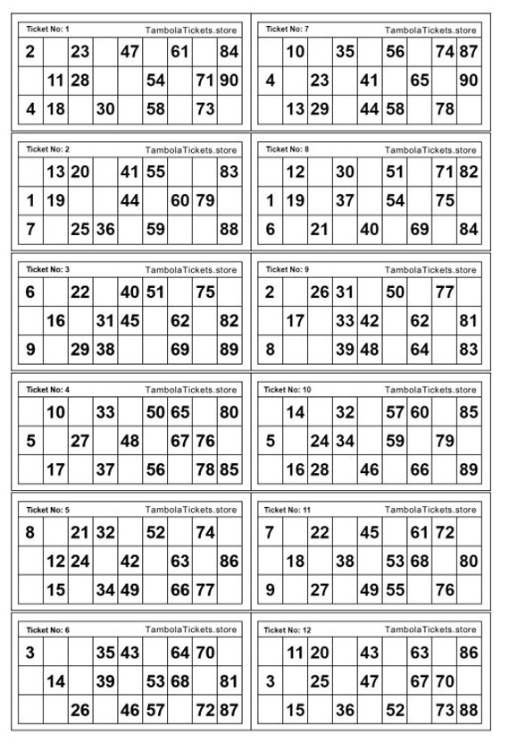 Tambola Game Board Template