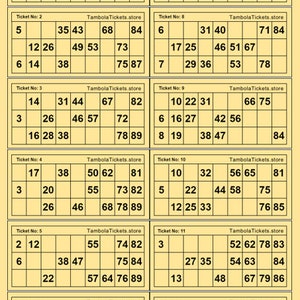 Tambola ticket | 185 Pages | 12 tickets per page | 2200+ unique ticket| Housie Ticket | Bingo Ticket  | 90 ball bingo|Printable PDF | Yellow