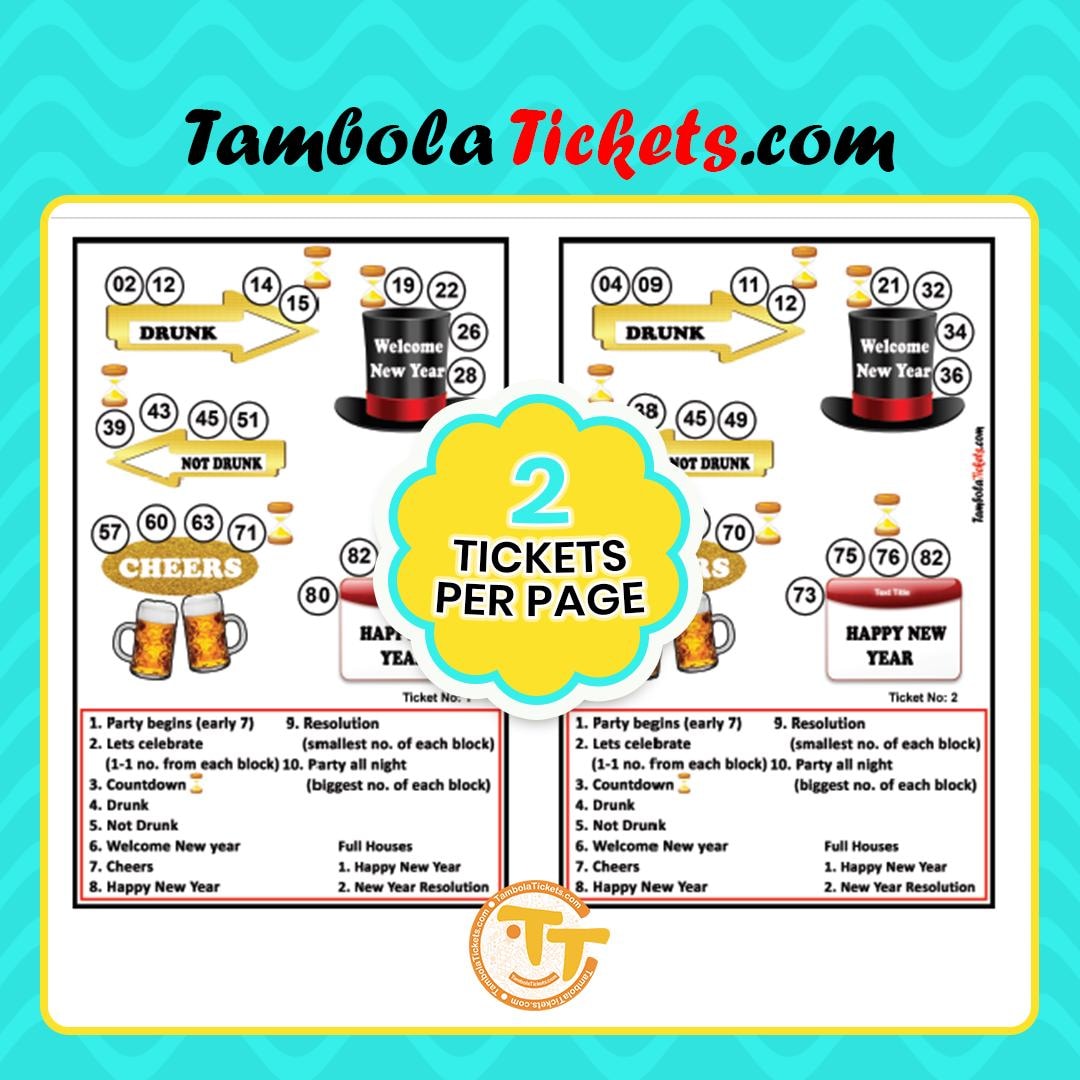 New Year Tambola Tickets – 48 Unique Printable Housie Cards | Cheers ...