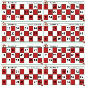 Tambola-kaartjes met kerstthema | 400 kaartjes Set | 12 kaartjes per pagina | Tombola | Housie | Bingo| Afdrukbare PDF | 90 ballen bingo | CM1021
