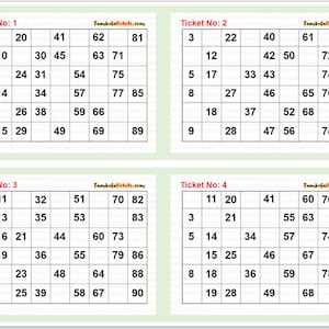 Tambola tickets PDF | 6*9 Tambola Tickets | 150 Unique tickets PDF  | Unique Dividends | Housie Ticket | Set 1  | 90 Ball Bingo