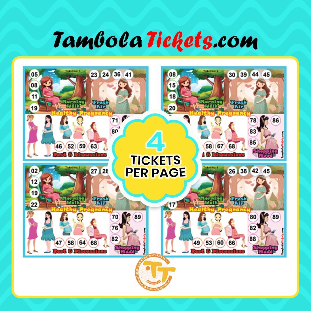 Healthy Pregnancy Theme Tambola Tickets Pdf – 48 Printable Housie Cards ...