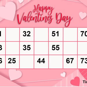 Valentine&#39;s Day tambola Ticket | Tambola | Housie | Tombola Tickets |  4 tickets page | Printable | 90 Balls bingo | 400 tickets |