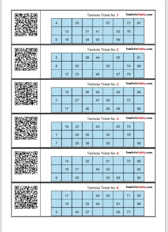 tambola ticket 400 unique tickets pdf tambola tickets etsy