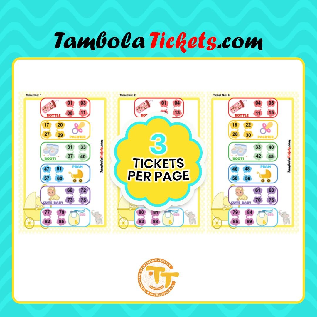 Baby Essentials Theme Tambola Tickets Pdf – 48 Unique Baby Shower Game ...