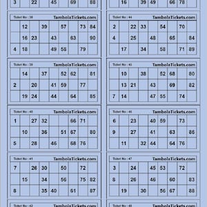 Tambola ticket | 6000 unique tickets | 500 Pages | 12 tickets per page |Bingo Ticket | Printable PDF| Set 1 | 90 balls bingo | Blue
