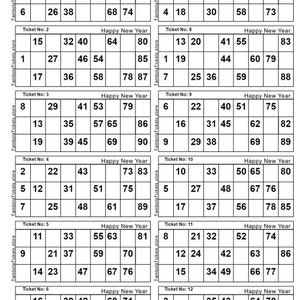 New Year Theme Tambola Tickets | 400 tickets Set | 12 tickets per page | Tombola | Housie | Bingo | Printable PDF | 90 balls bingo | CM1022