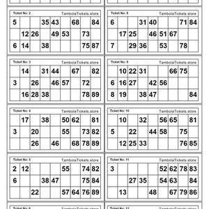 Tambola-ticket | 185 pagina's | 12 tickets per pagina | 2100+ unieke tickets| Huisje-ticket | Bingokaart | Bingo 90 ballen | Afdrukbare pdf | Zwart-wit